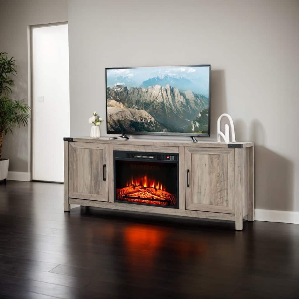 Kadyn - Modern 70 In Cabinet TV Stand - Black for Living Room with Cable Management for Living Room - Brown