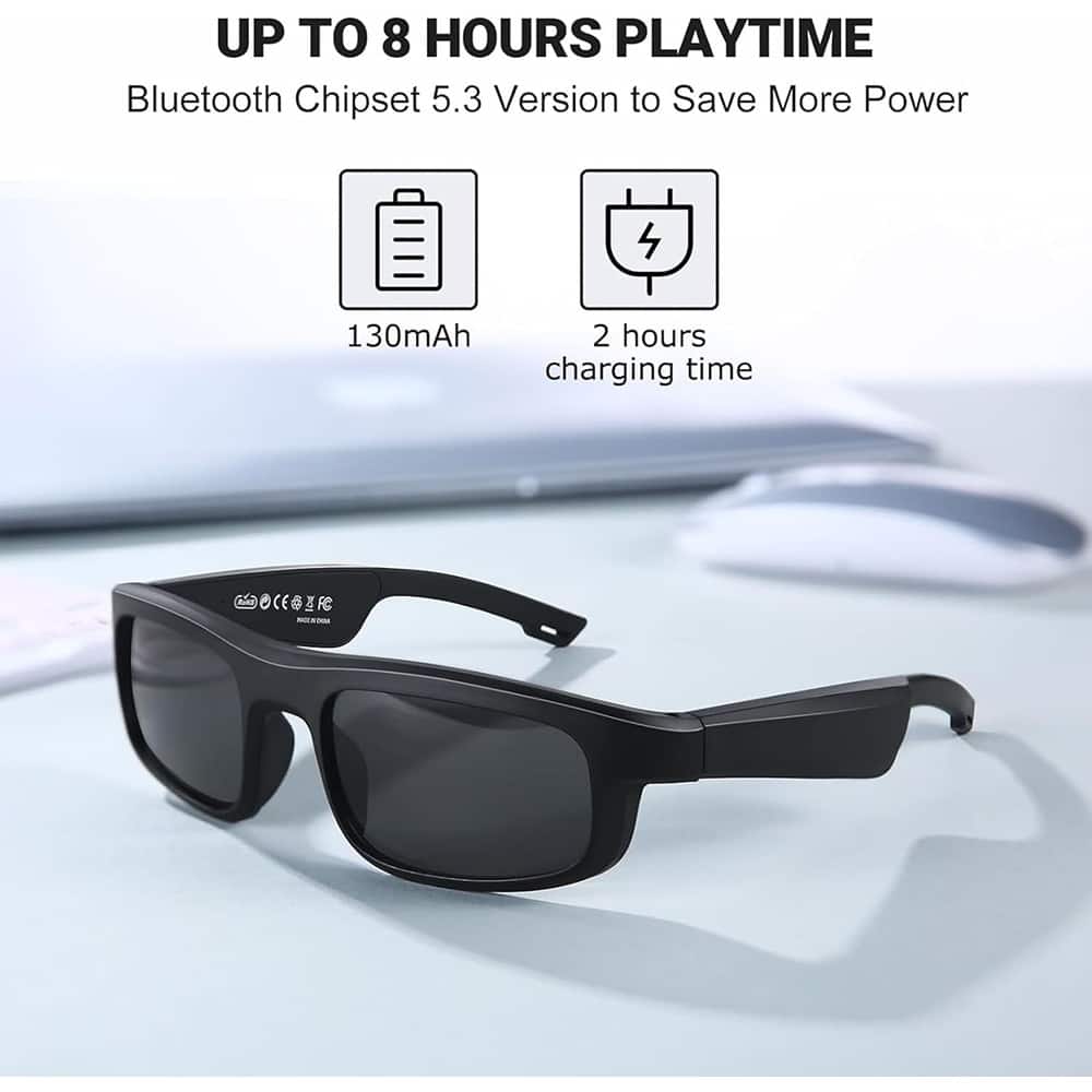 ACJPR - Smart Bluetooth Glasses LV- M8 Pro - Black