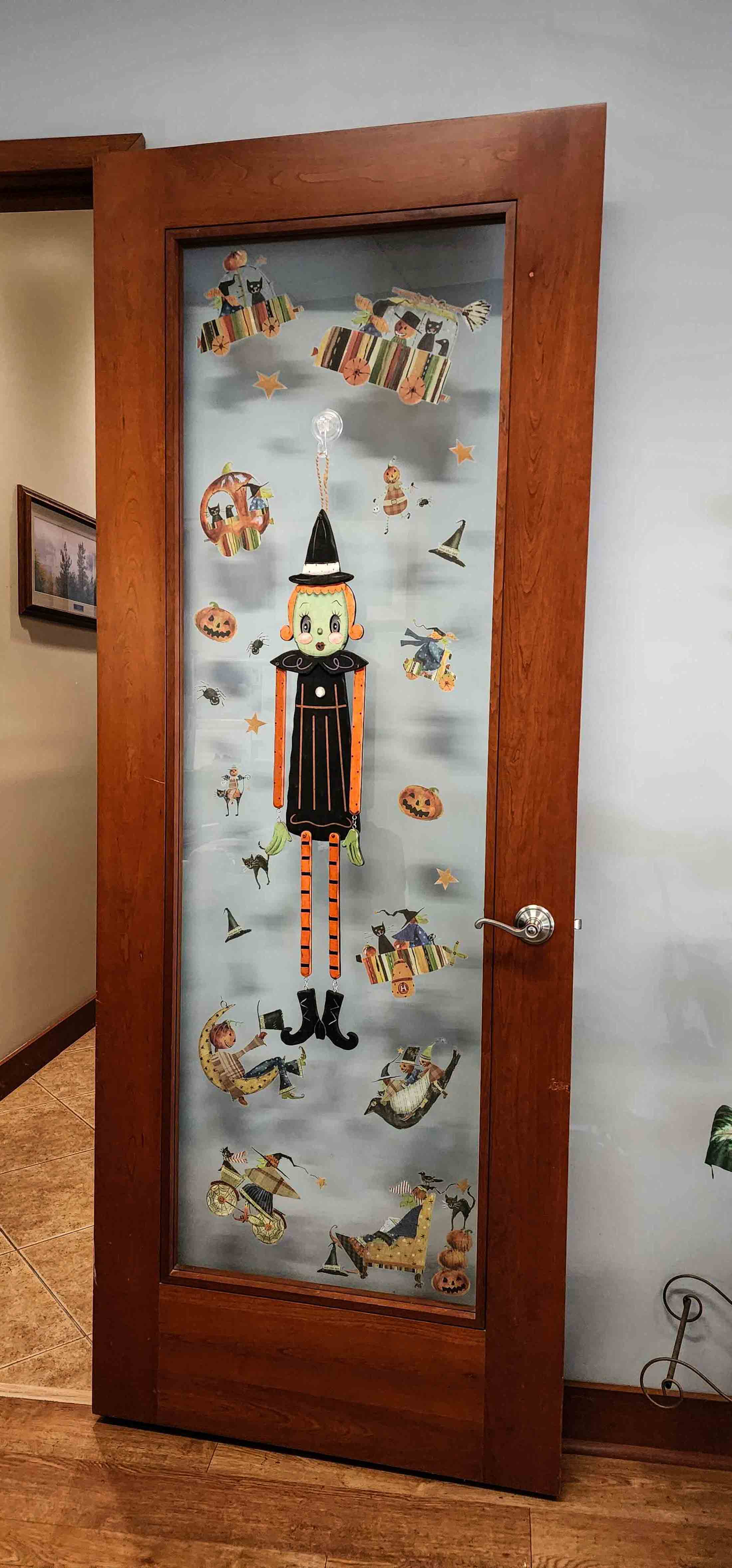 Alt View 3. Transpac - Johanna Parker Pumpkin Peeps Wooden Halloween Witch Wall Hanging Door Decor Art - Green.