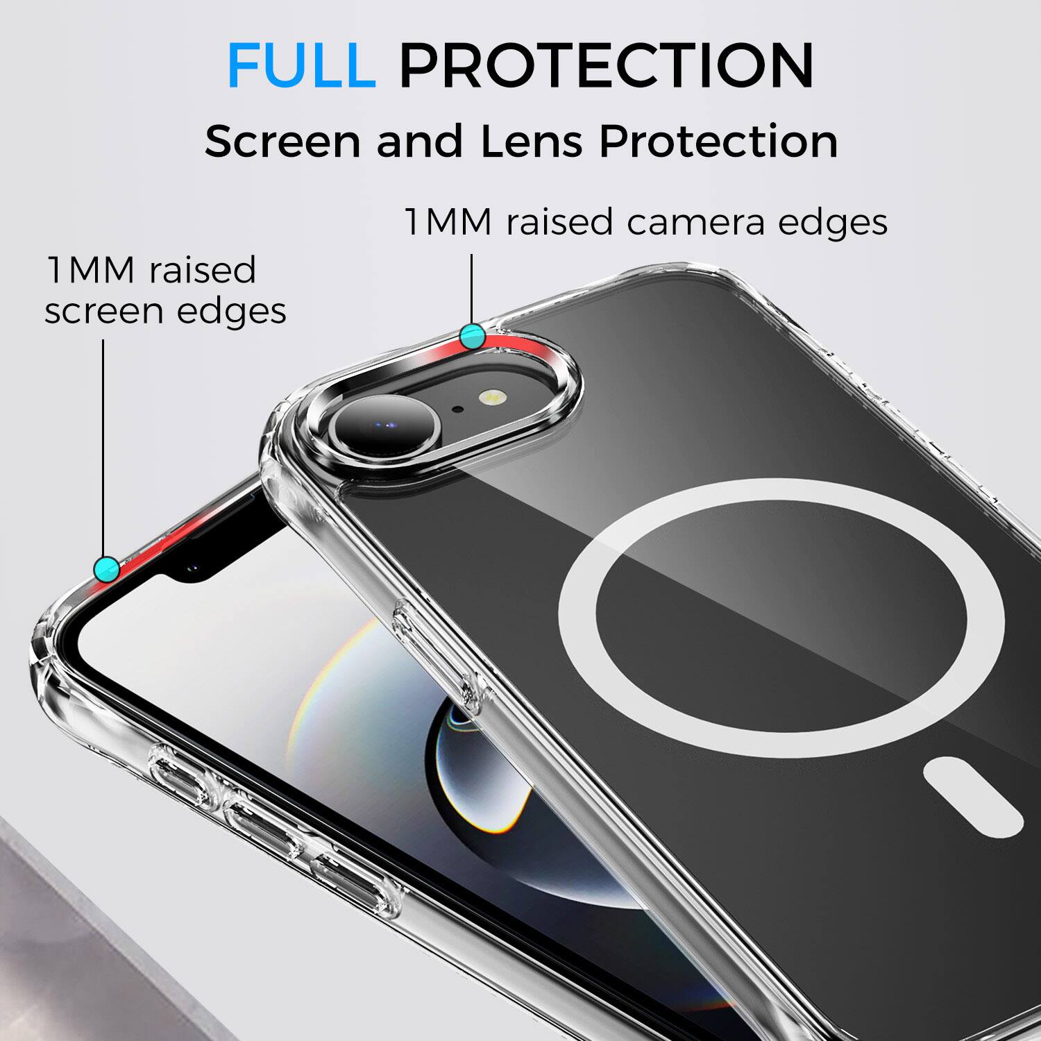 FULL PROTECTION  
Screen and Lens Protection  
1 MM raised screen edges  
1 MM raised camera edges
