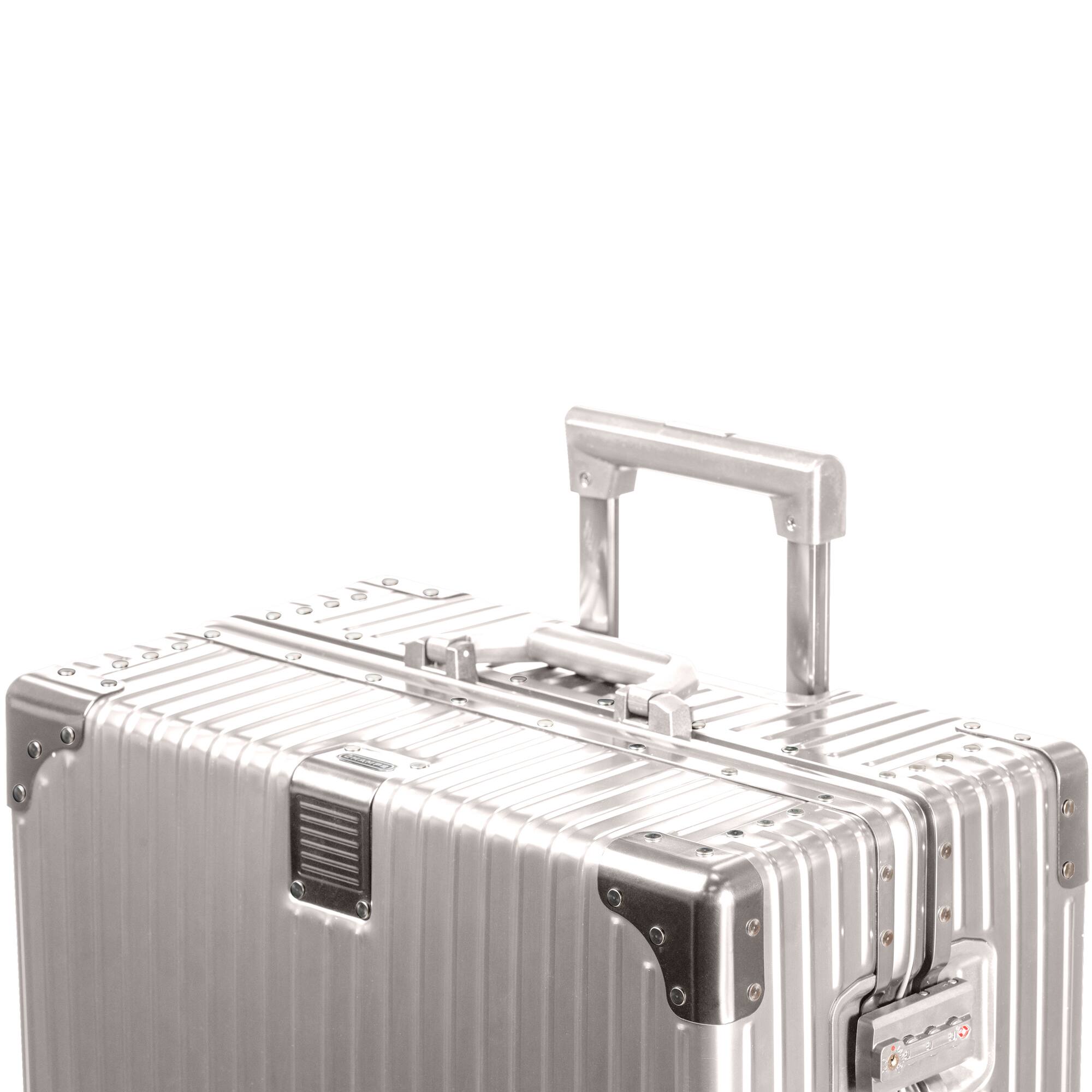 Left. Champs - Elite Aluminum Collection Large Luggage Case - Silver.