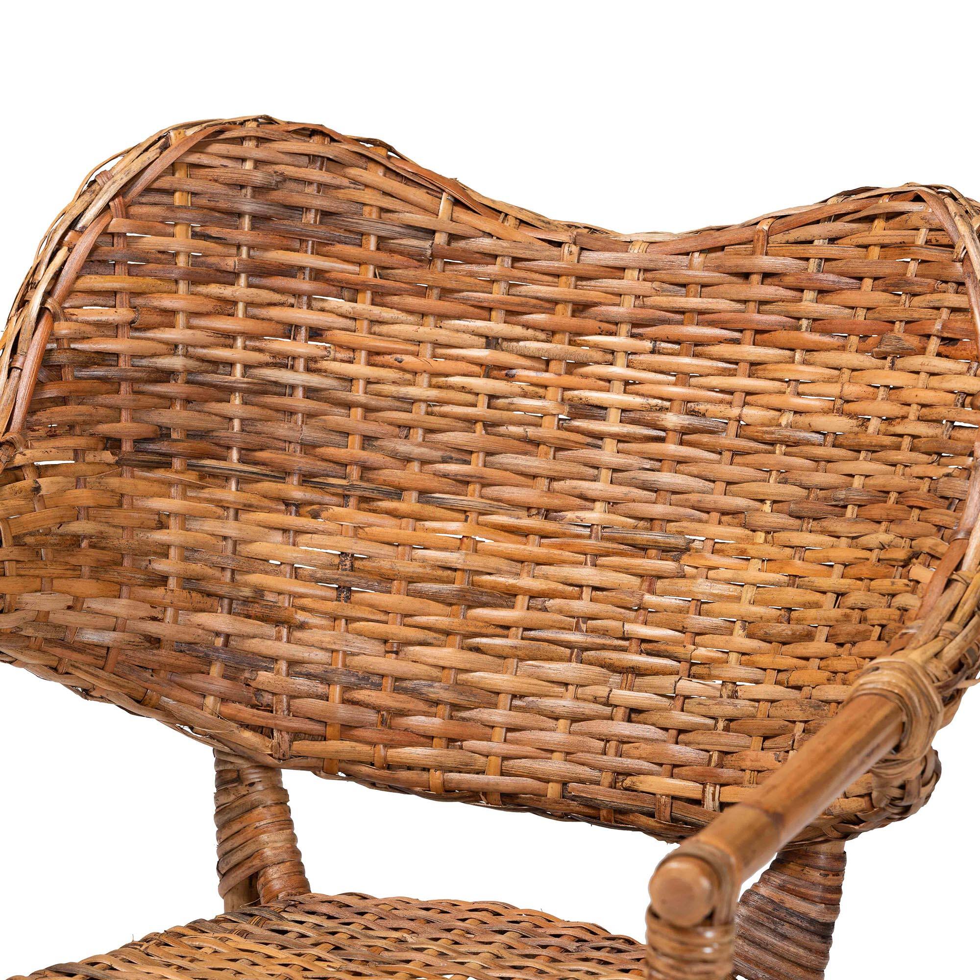 Back. bali & pari - bali & pari Tara 2-Piece Natural Rattan Dining Chair - Handwoven Wicker Armchair with Curved Backrest - Natural Brown.