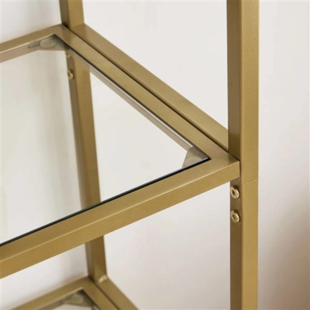 Back. Hivvago - Modern Gold Metal Arched Top Display Rack Bookcase with 5 Glass Storage Shelves - Gold.