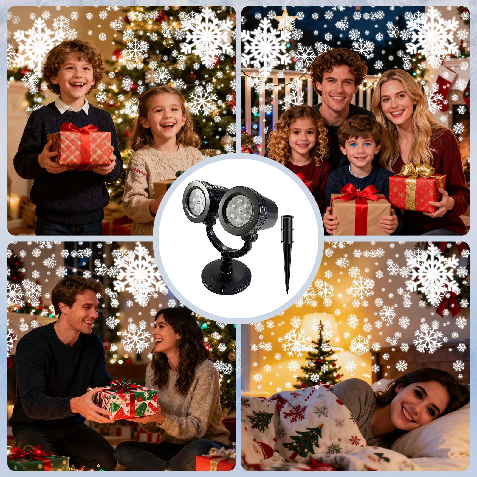 Alt View 1. Dazzed Corner - Christmas Snowflake Projector Lights, Waterproof LED Snowfall Lights - Black.