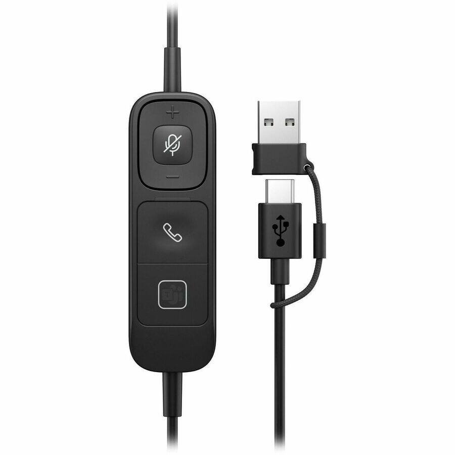 Alt View 5. Poly - Poly Mission 625 Stereo USB Wired Headset - Microsoft Teams Certification - Stereo - USB, USB Type A, USB Type C - Wired - Black.