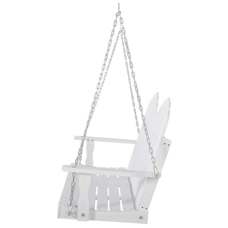 Back. Hivvago - White Solid Wood 2-Seater Hanging Patio Porch Swing - White.