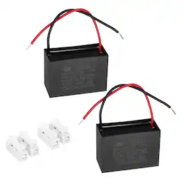 Unique Bargains - 2pcs 25uF CBB61 Ceiling Fan Capacitor, AC 450V 2 Wires with Terminal Blocks for Pump Motor Generator Blower - Black