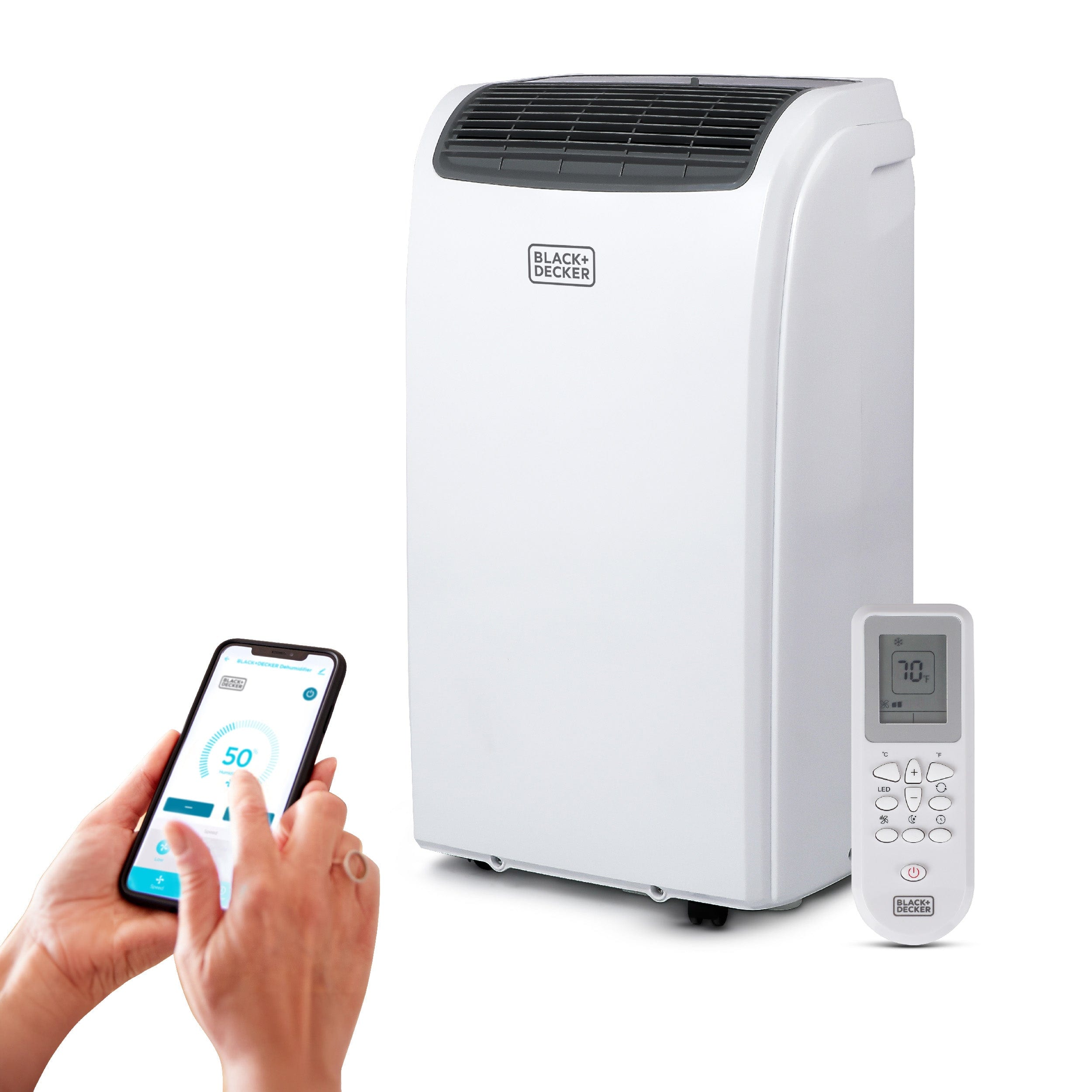 Black+Decker - Smart Portable Air Conditioner with Heat, 12,000 BTU Cooling, 9,000 BTU Heating for Rooms up to 550 Sq. Ft - White