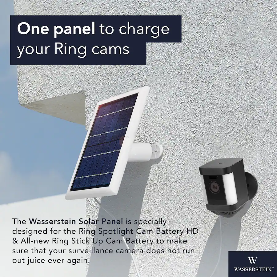 Wasserstein Solar Panel for Ring Spotlight Cam/Plus/Pro, Battery