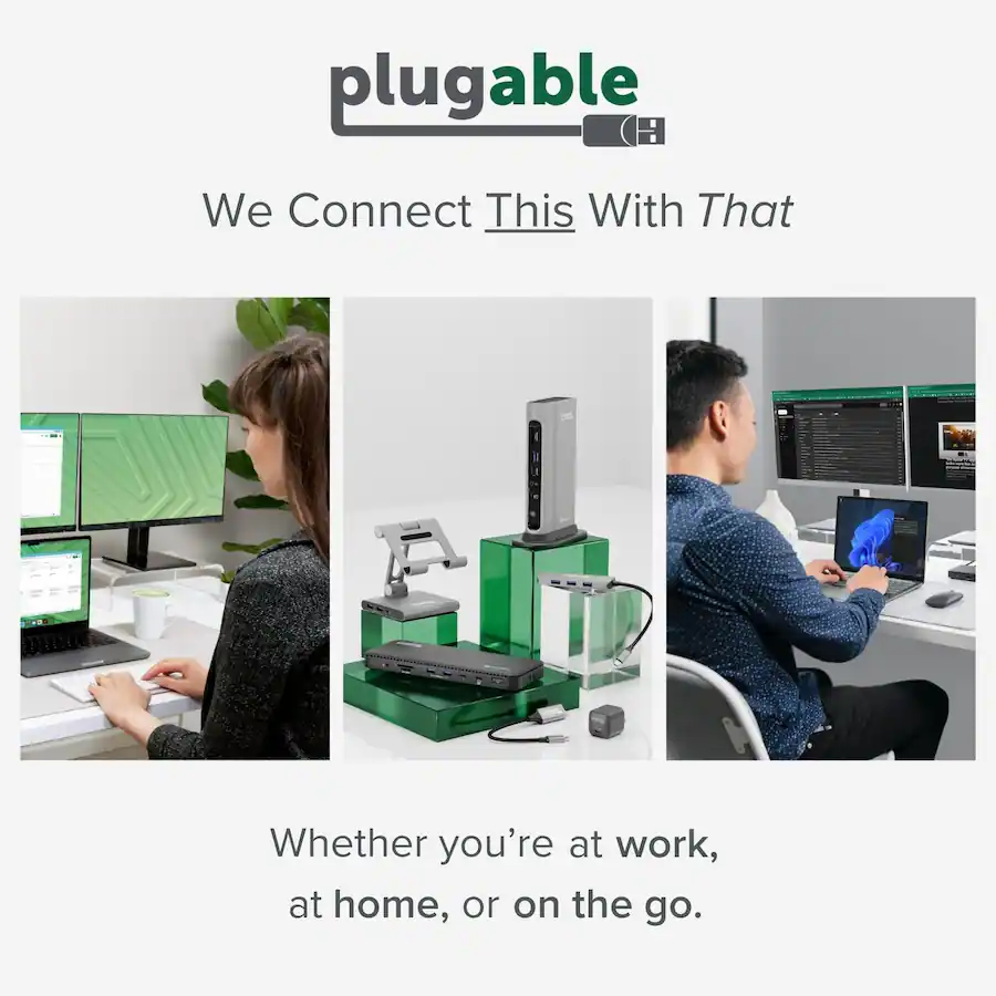 Plugable USB 3.0 Universal Laptop Docking Station Dual DisplayPort 4K ...