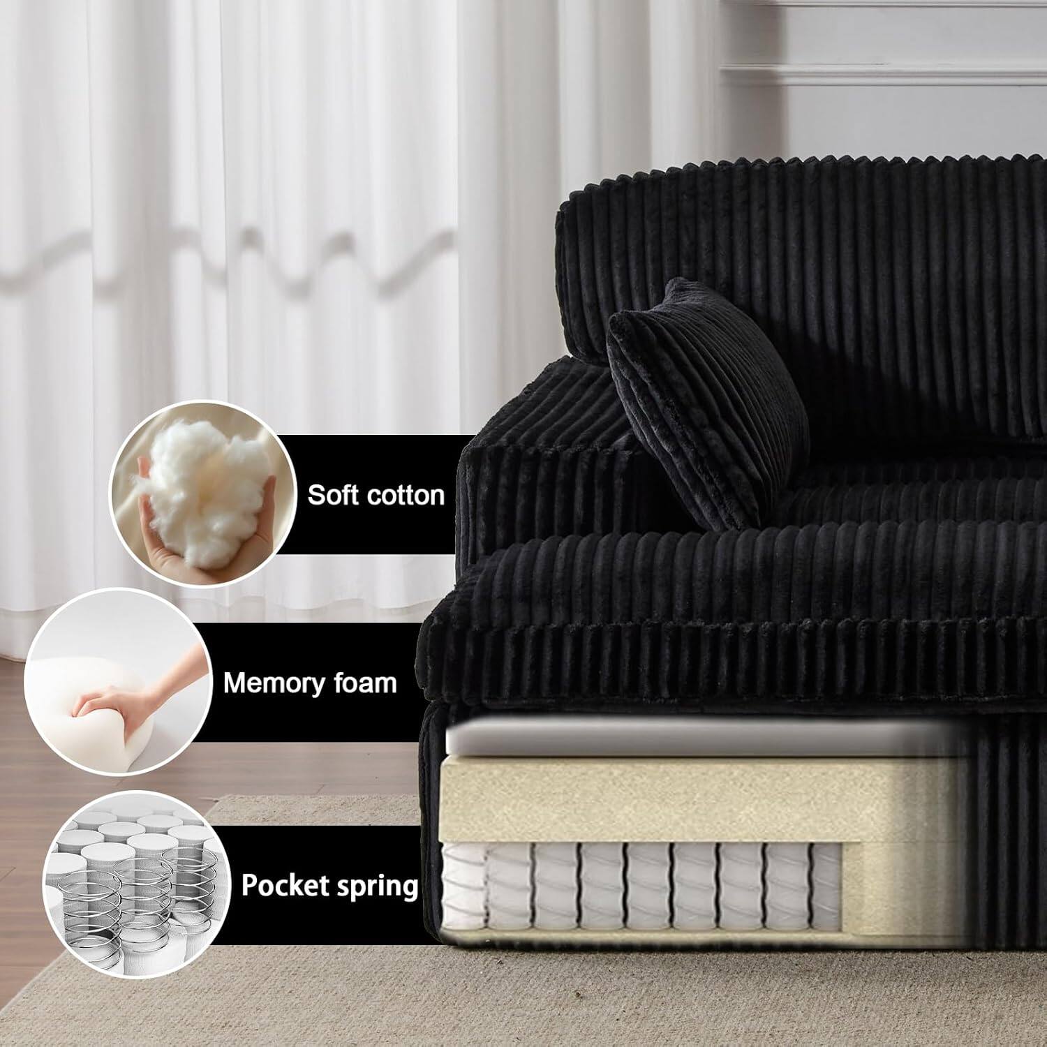 - Soft cotton
- Memory foam
- Pocket spring