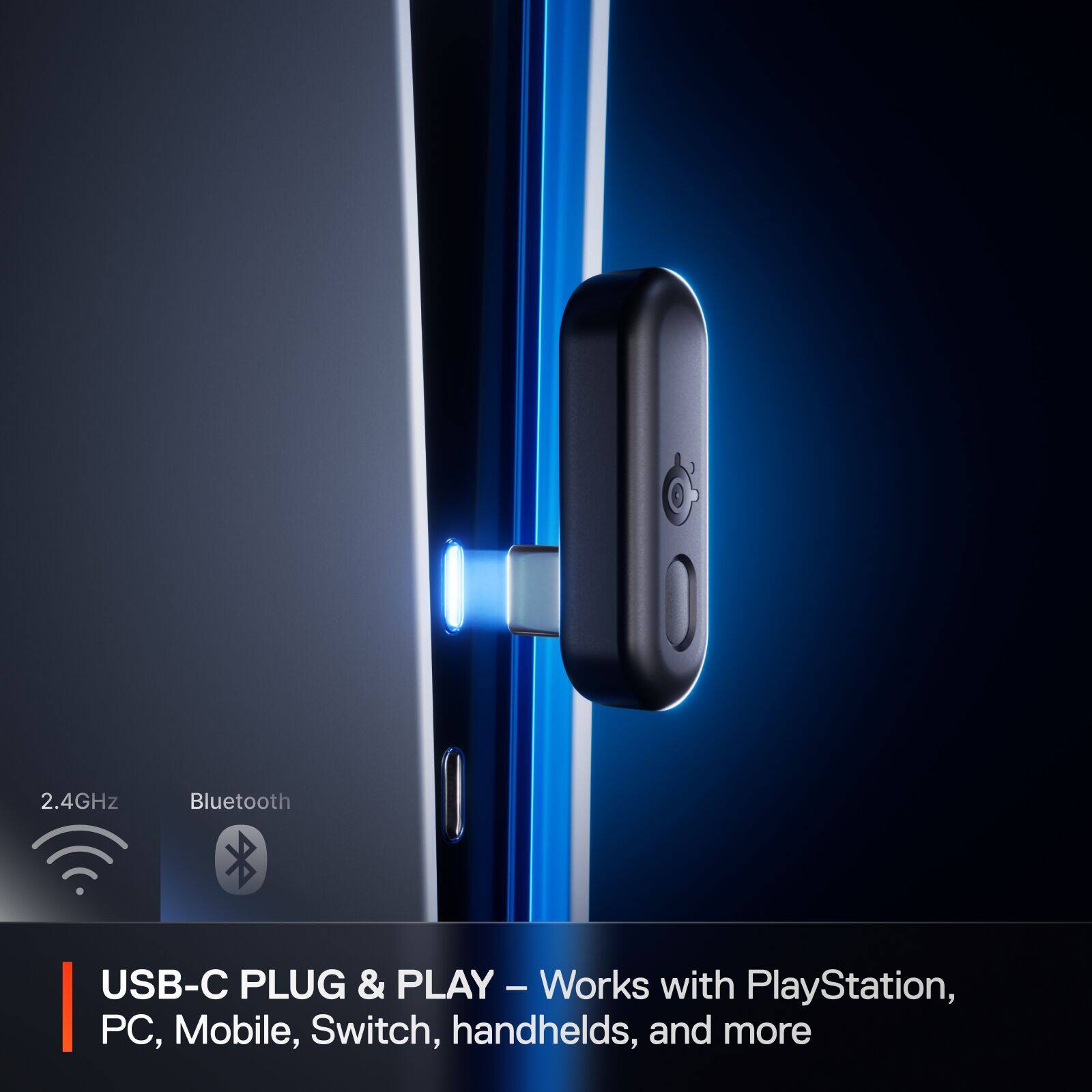 2.4GHz Bluetooth USB-C PLUG & PLAY - Works with PlayStation, PC, Mobile, Switch, handhelds, and more.