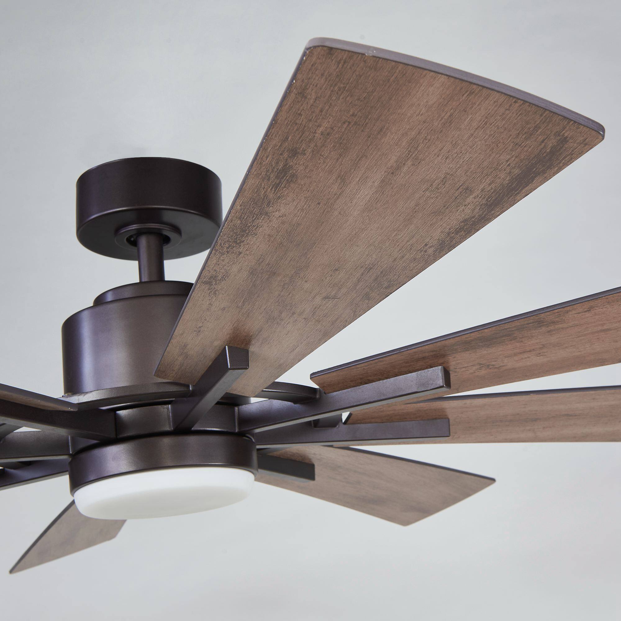 Alt View 9. Parrot Uncle - 60" Windmill 8-Blade Integrated LED Ceiling Fan with Light and Remote Control, DC Reversible Motor - Walnut.