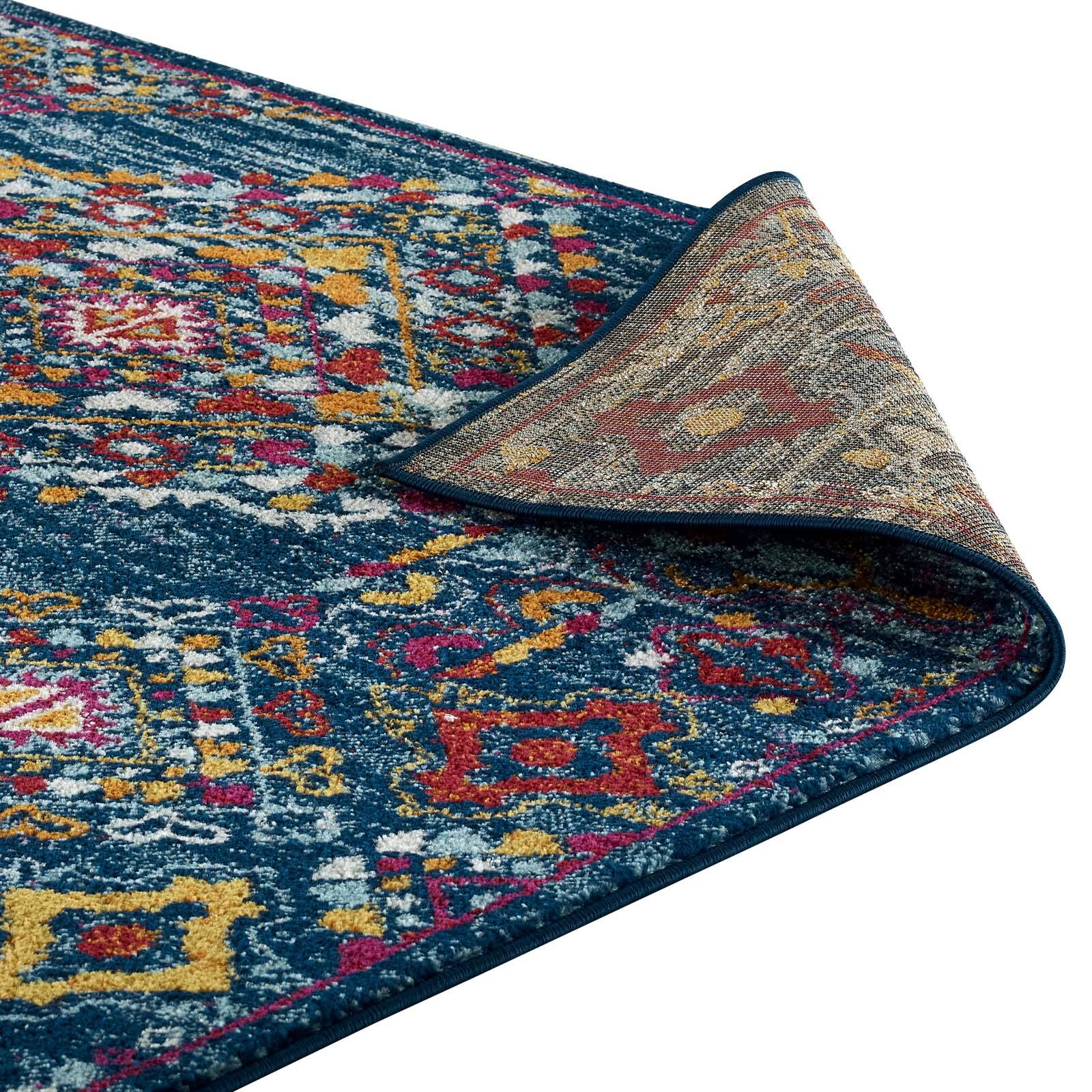 Alt View 4. Modway - Entourage Khalida Distressed Floral Lattice Area Rug - Blue Orange Yellow Red.