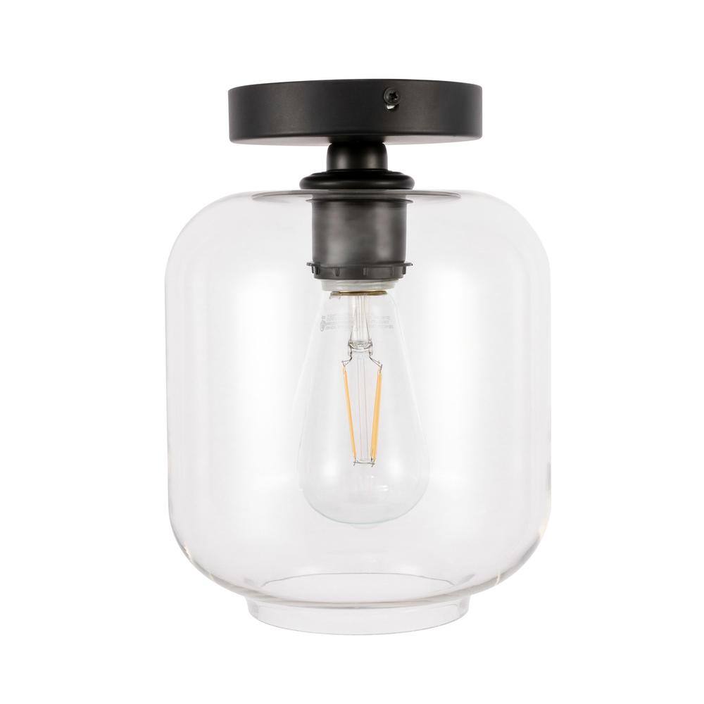 Alt View 9. Living District - Collier 1 light Black and Clear glass Flush mount - Black And Clear Glass.