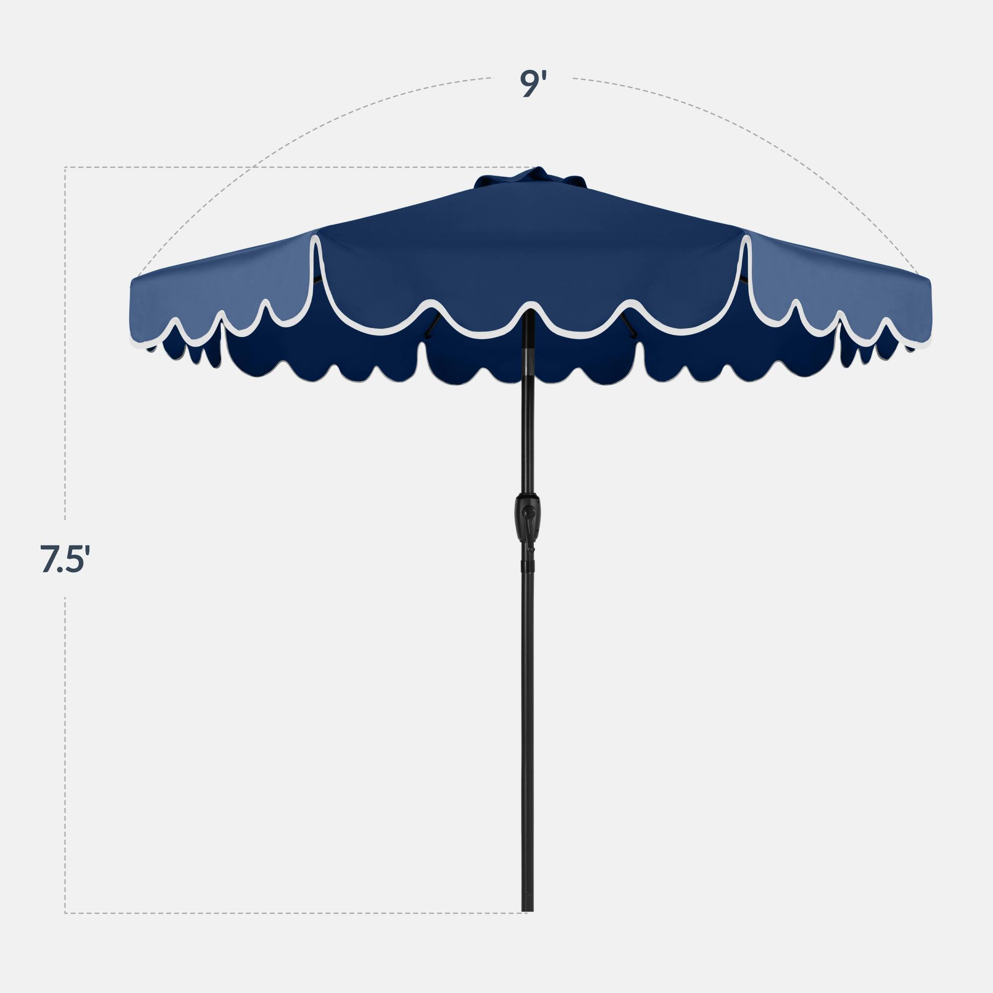 Alt View 1. Best Choice Products - Best Choice Products 9ft Patio Market Umbrella with Scallop Trim, Fade-Resistant, Crank & Tilt, Wind Vent - Navy - Navy Blue.