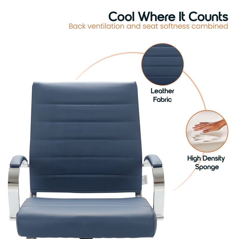 Cool Where It Counts  
Back ventilation and seat softness combined  
Leather Fabric  
High Density Sponge