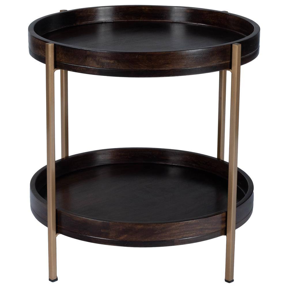 Alt View 2. Butler Specialty - Damirra 23 in. W Round Wood & Metal 2 Tier Side Table - Dark Brown.