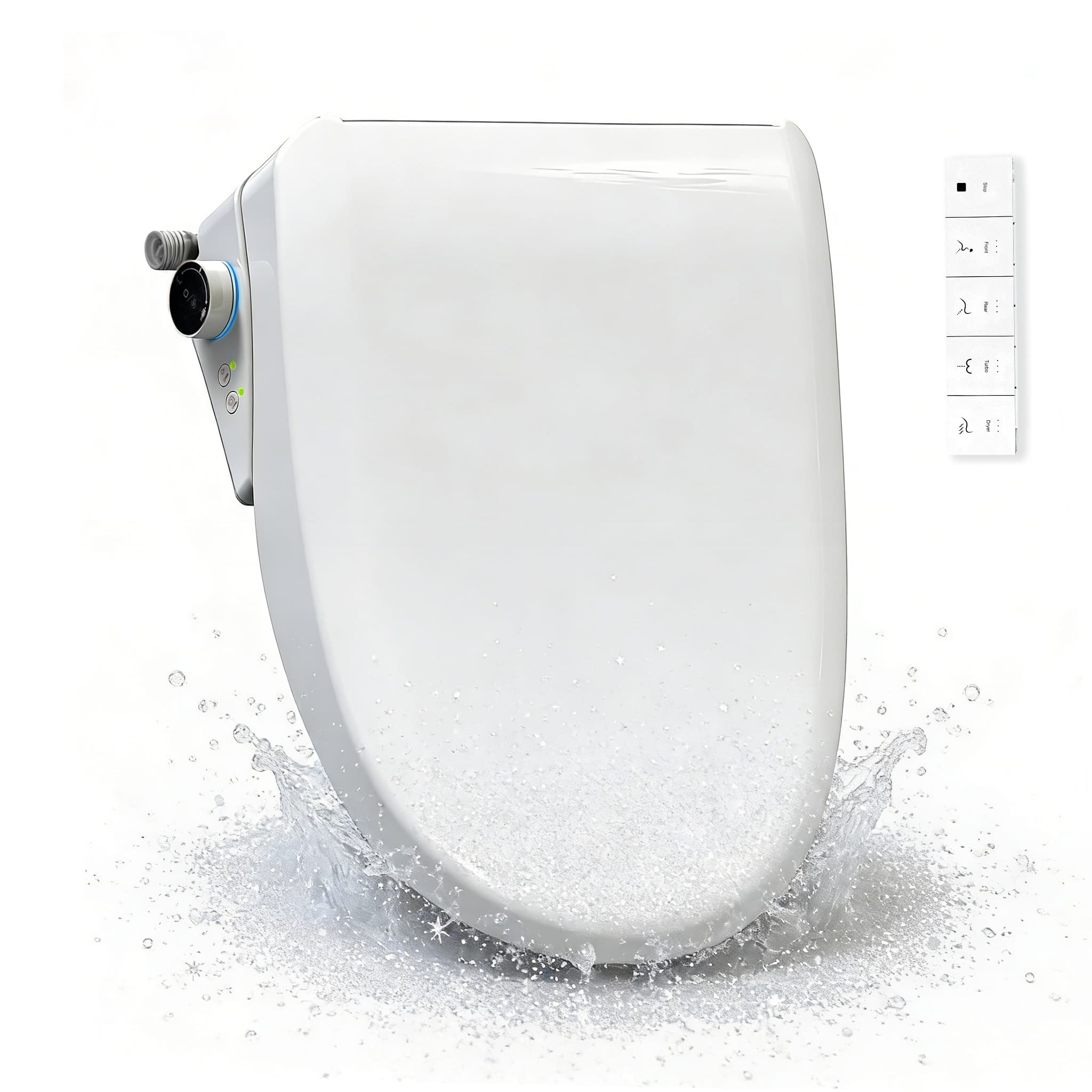 WHALL - Smart Bidet Toilet Seat, Retractable Dual Nozzles & Adjustable Pressure, Heated Seat & Warm Water - White