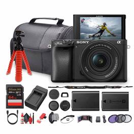 Sony - a6100 Mirrorless Camera with 16-50mm f/3.5-5.6 II Lens + 64GB Memory Card - Bundle (International Version) - Black