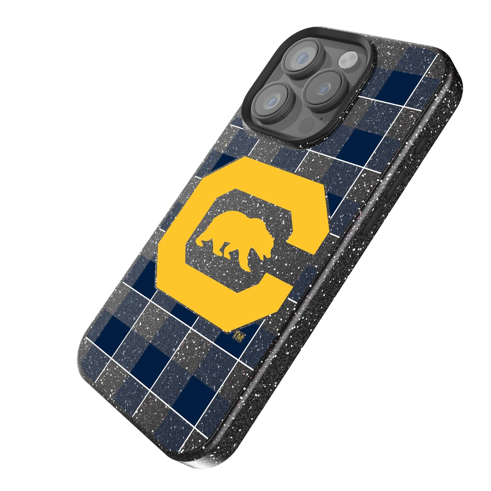 Alt View 1. Keyscaper - Cal Bears Plaid Bling iPhone Case - 16 - Black.