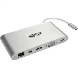 Tripp Lite - by Eaton USB-C Dock Dual Display - 4K HDMI/mDP VGA USB 3.x (5Gbps) USB-A/C Hub GbE Memory Card 100W PD
