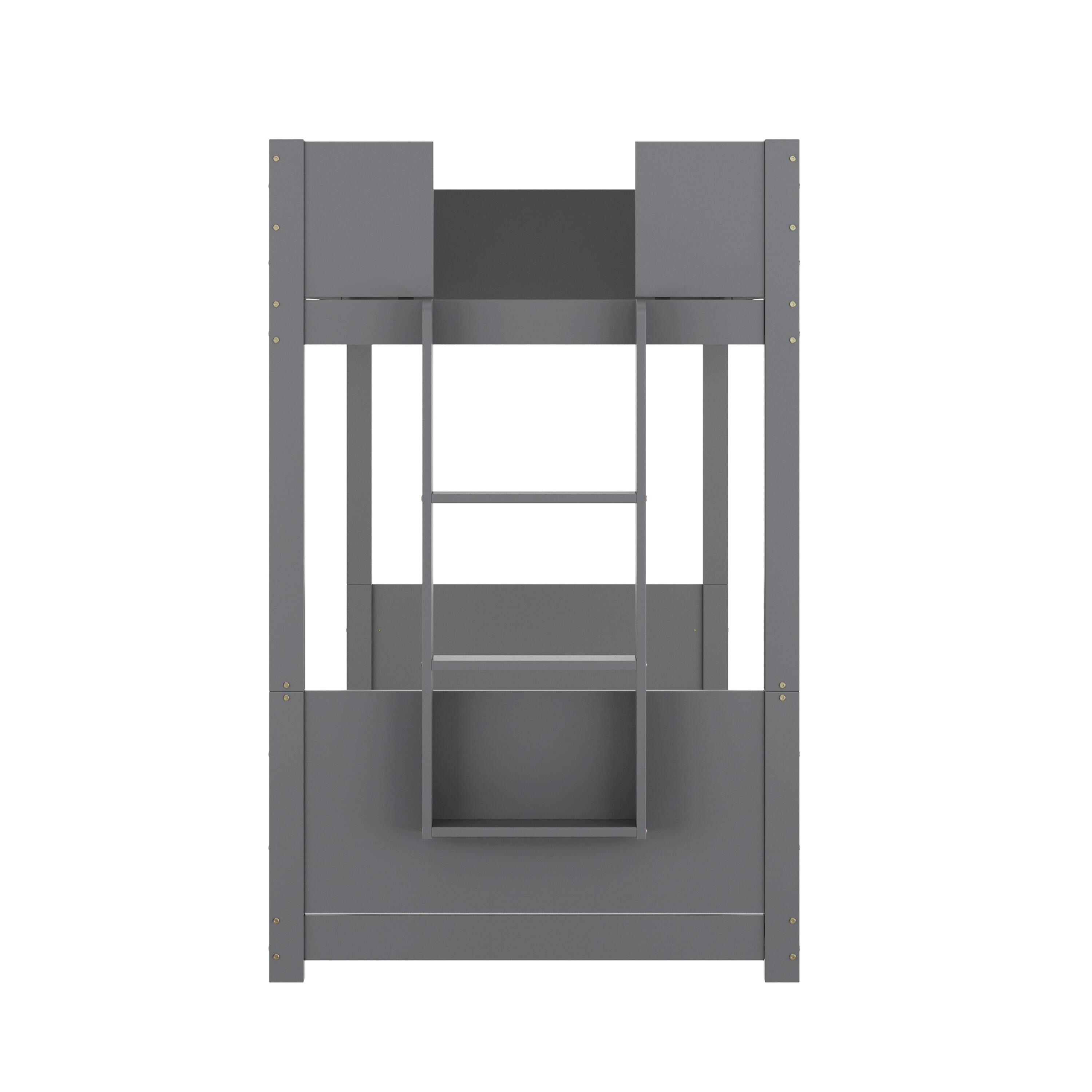 Alt View 8. Emma + Oliver - Samuel Kids Bunk Bed with Convertible, Solid Wood Frame and Easy-to-Climb Ladder with No Box Spring Required - Gray.