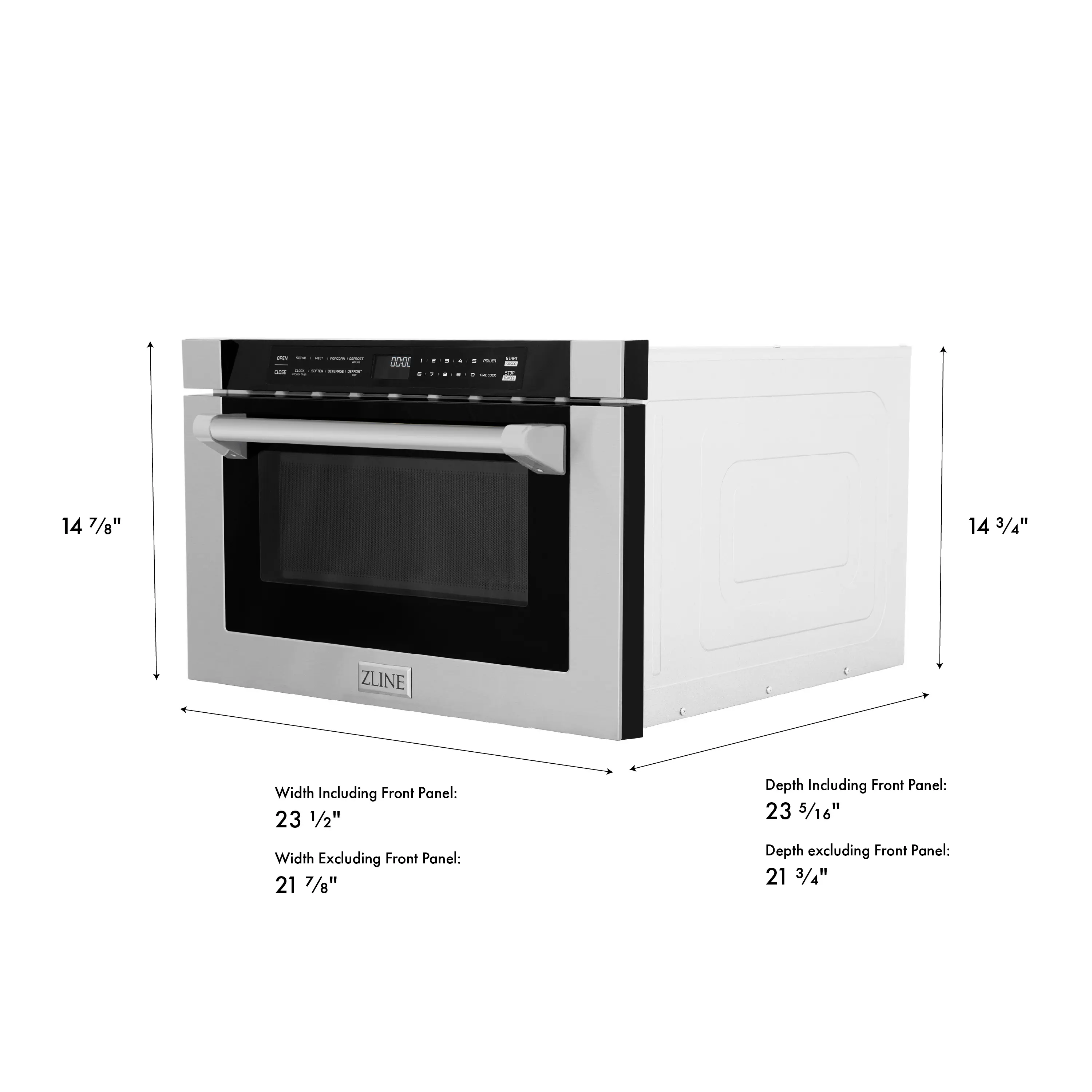 - XE
- 14 7/8" Height
- Width Including Front Panel: 23 1/2"
- Width Excluding Front Panel: 21 7/8"
- Depth Including Front Panel: 23 5/16"
- Depth Excluding Front Panel: 21 3/4"