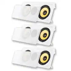 Front. Acoustic Audio by Goldwood - HD6c in-Wall Dual 6.5" Speakers Home Theater Surround Sound 3 Piece Speaker Set - Paintable White.