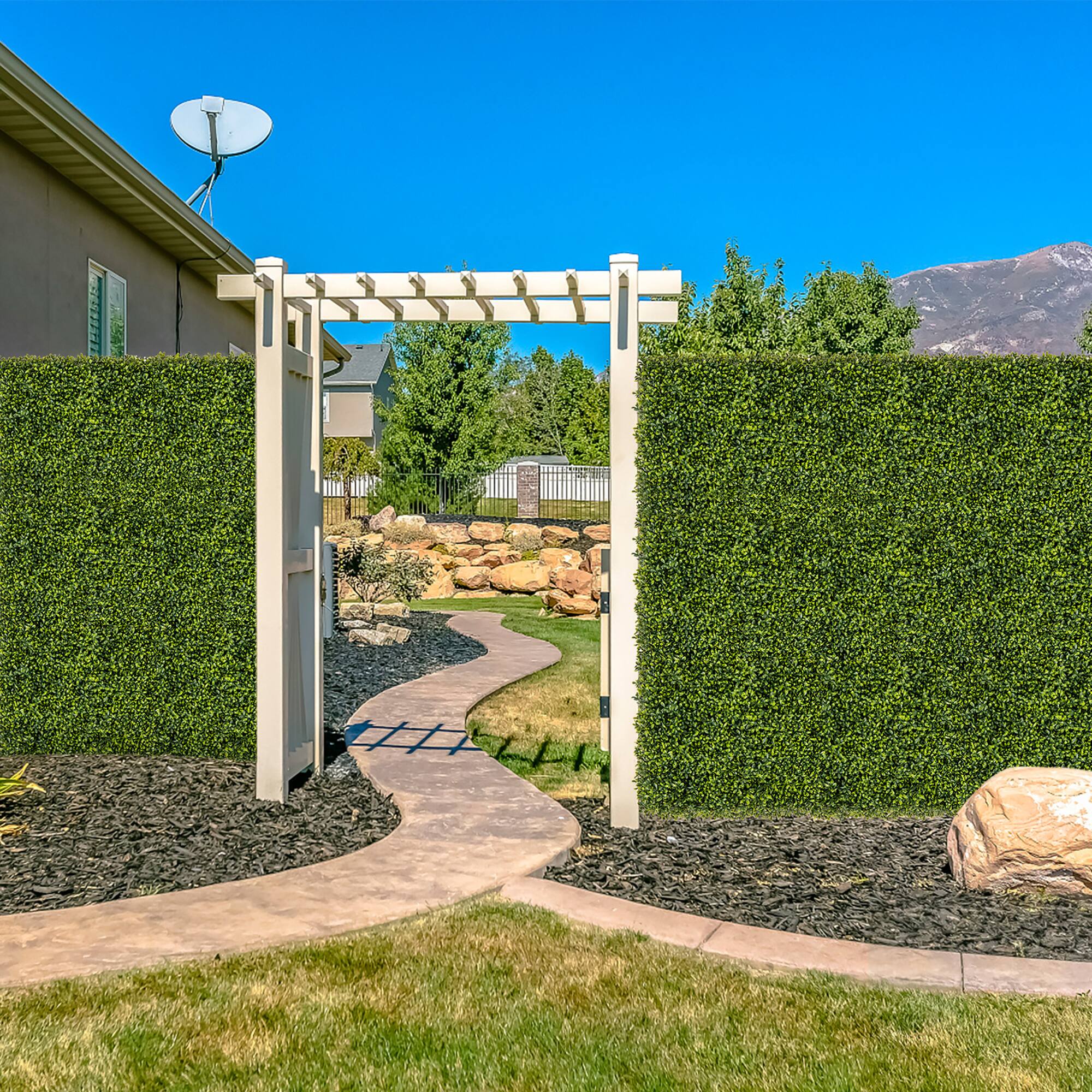 Alt View 1. Gymax - Gymax 12 PCS 20'' x 20'' Artificial Hedge Boxwood Panels w/ Decorative Grass Wall Panels - Green.