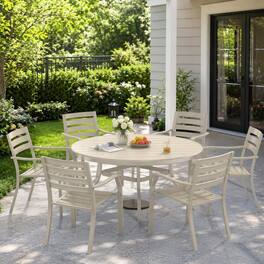 RYHNUYNE - Round Mosaic Outdoor Side Table with Ceramic Top,Outdoor End Table for Patio Balcony Garden - White+Blue