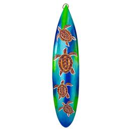 Chesapeake Bay - Wooden Sea Turtle Surfboard Wall Decor 38.5" Tropical Ocean Beach Art - Multicolored