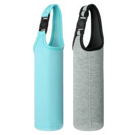 Unique Bargains - Neoprene Water Bottle Sleeves, Bottle Carrier Insulator with Handle, 3 in - For Hiking Cycling Camping Travel (2pcs) - Light Blue/Gray