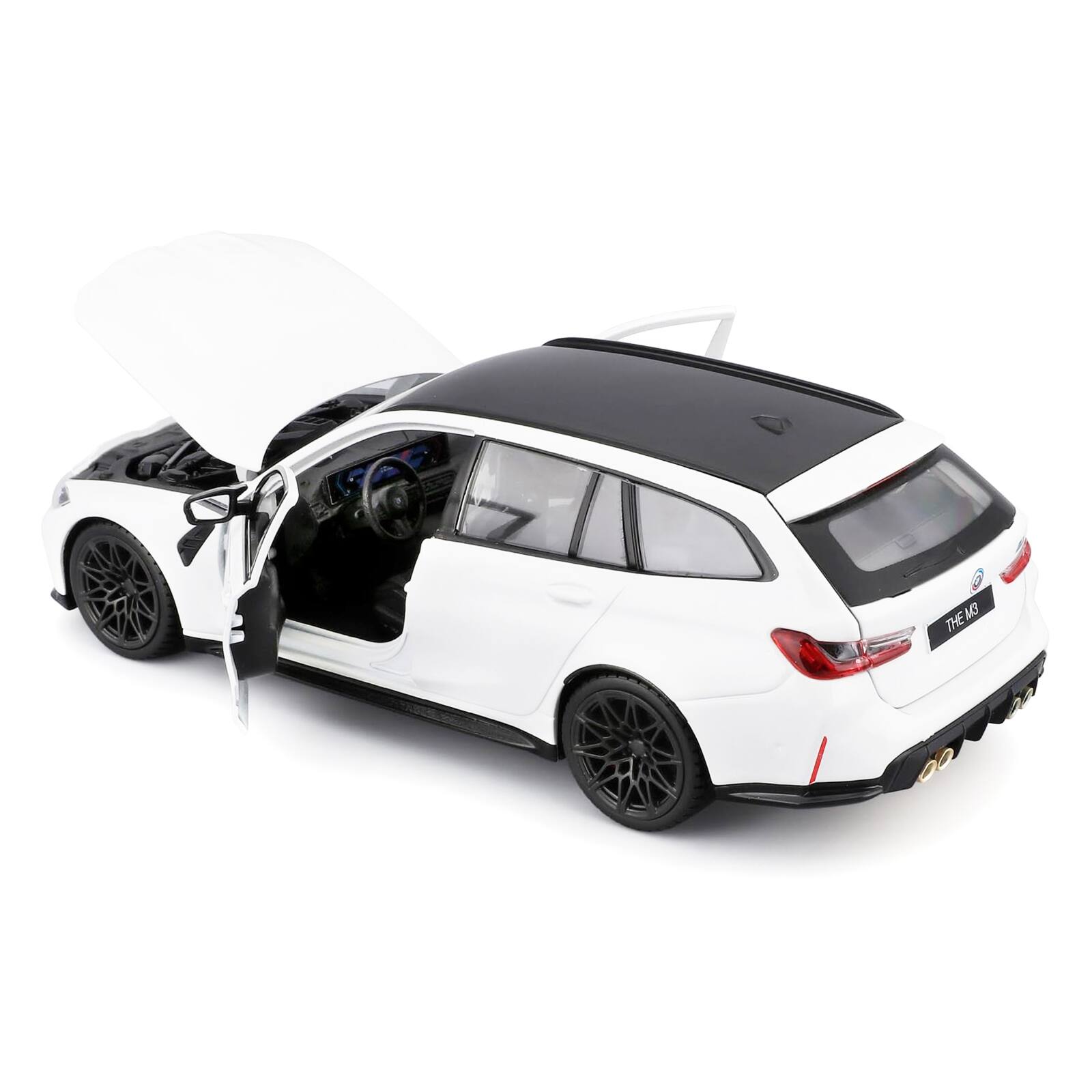Alt View 2. Bburago - 2023 BMW M3 Touring White with Black Top 1/24 Diecast Model Car by Bburago.