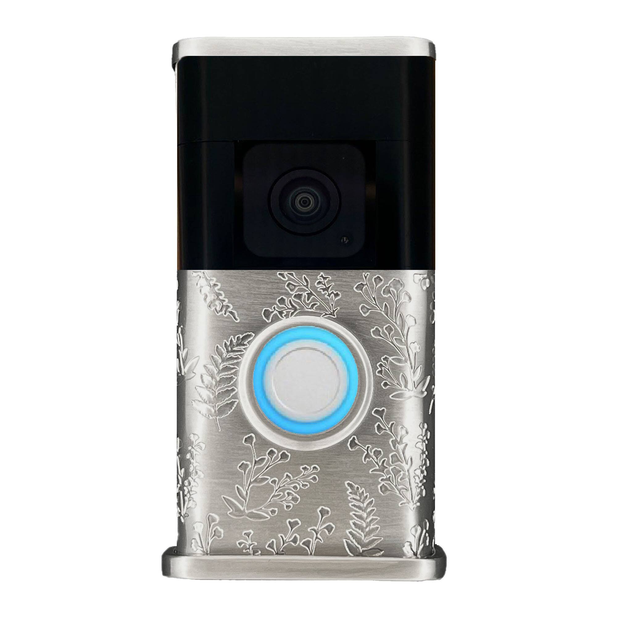 Michael Healy - Wildflower Video Doorbell Cover (Ring 3, 3 Plus, 4, Battery Plus, Battery Pro) - Nickel Silver