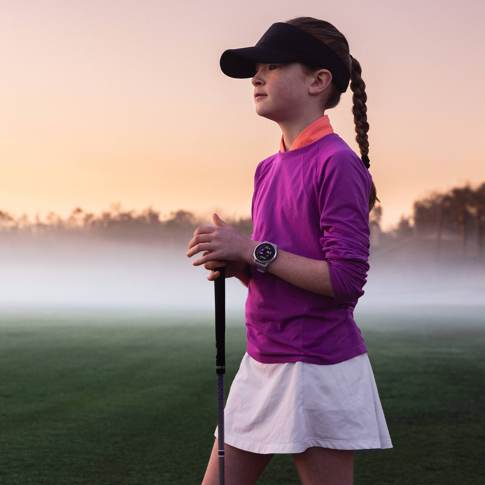 Alt View 4. Garmin - Garmin Approach J1 Junior GPS Golf watch - Silver with Lilac Band - Silver.