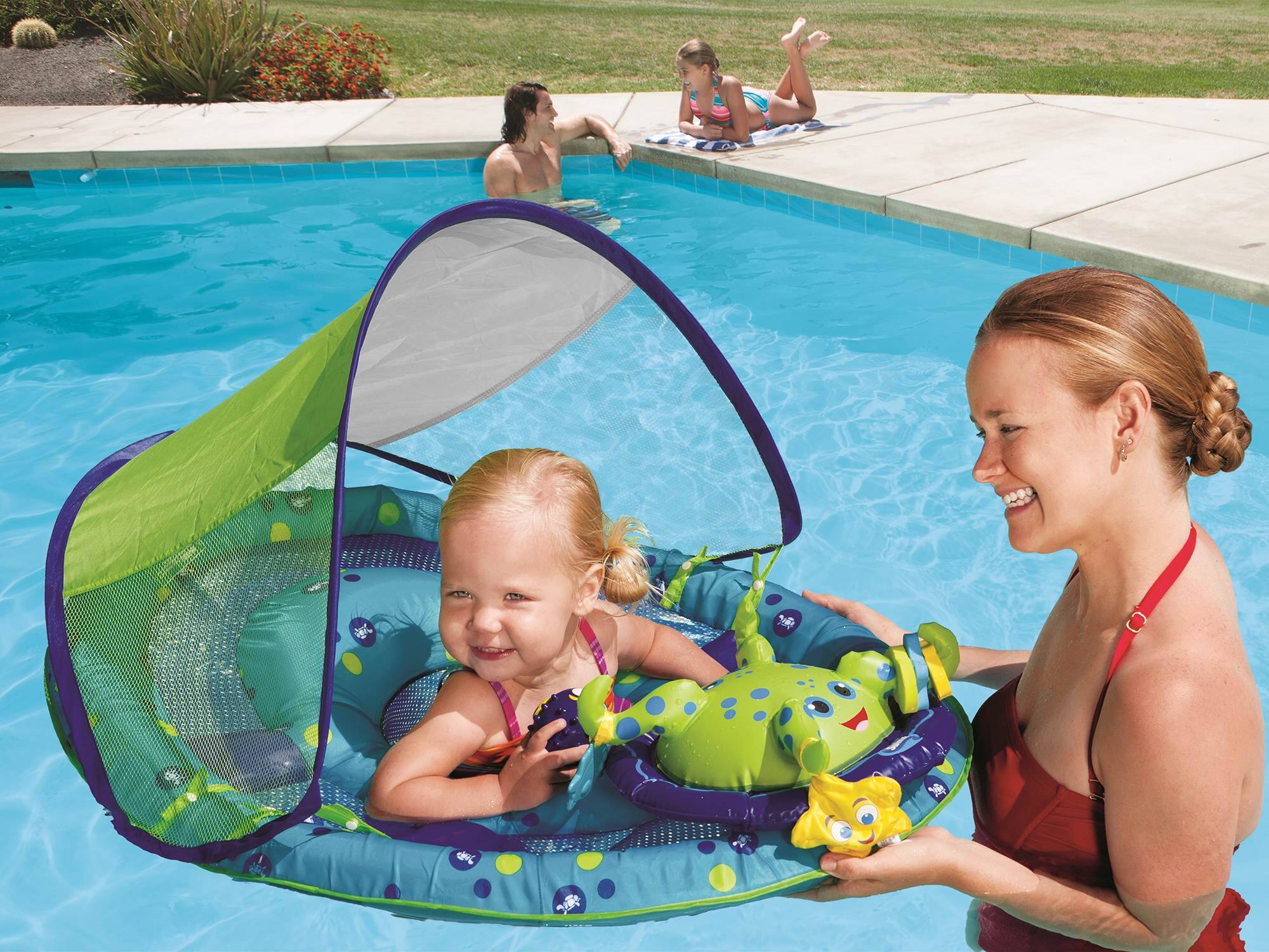 Alt View 5. SwimWays - SwimWays Inflatable Baby Spring Pool Float Activity Center with Canopy, Octopus - Multicolor.