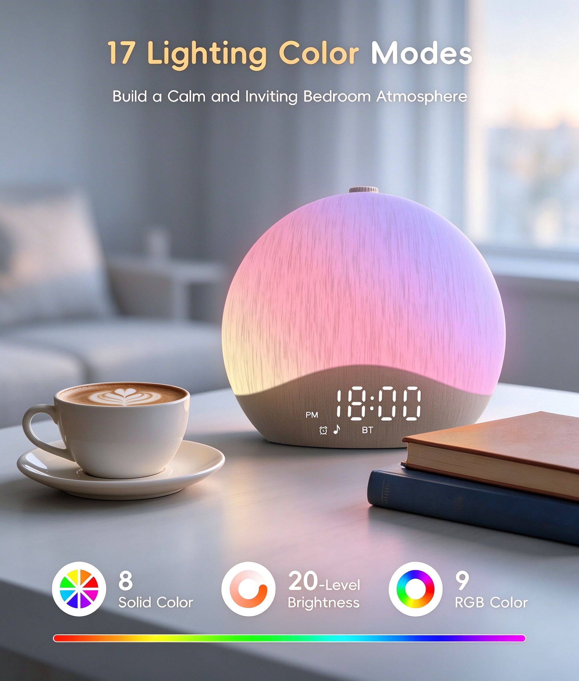 17 Lighting Color Modes  
Build a Calm and Inviting Bedroom Atmosphere

8 Solid Color  
20-Level Brightness  
9 RGB Color