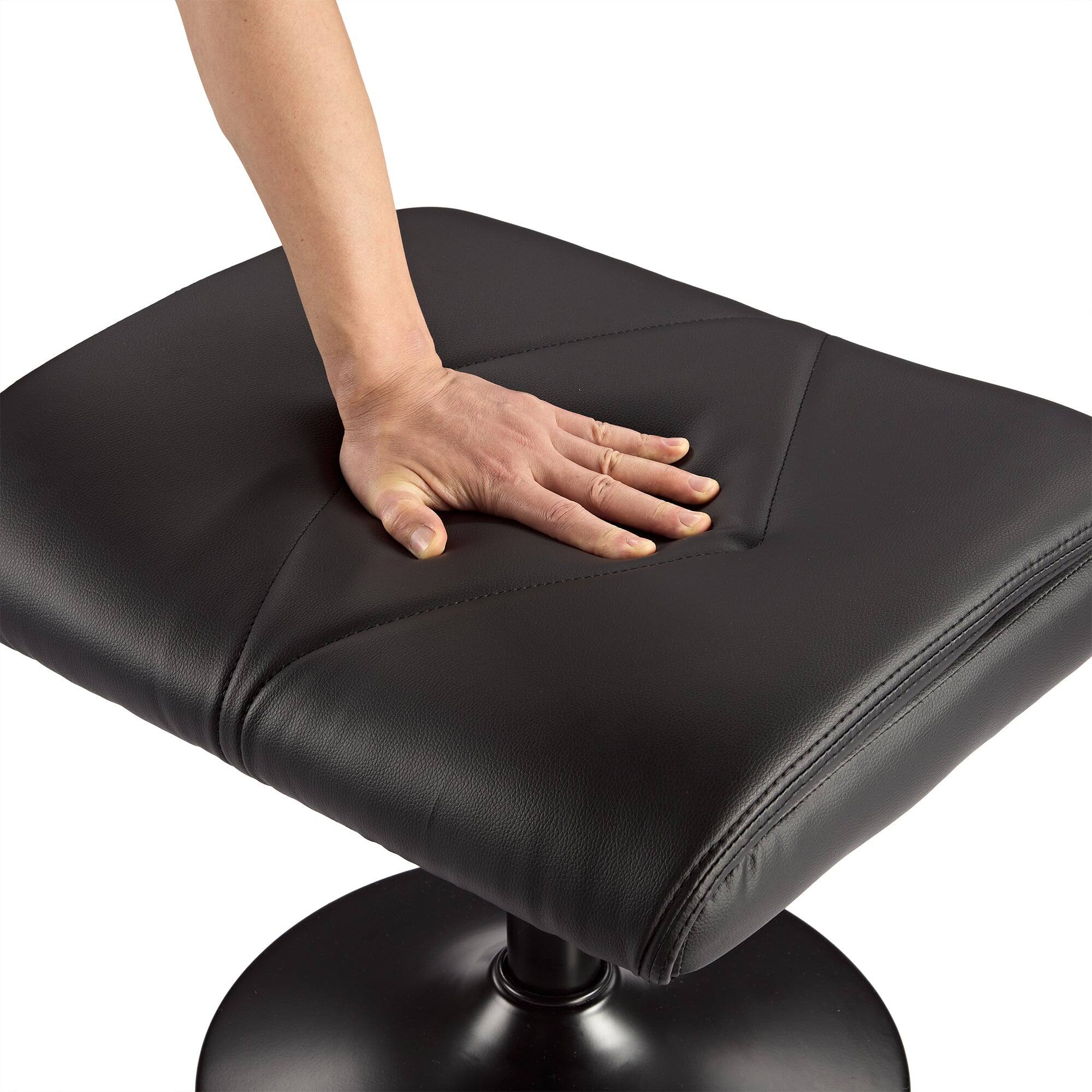 Alt View 3. Vecelo - Adjustable Desk Footrest with Pneumatic Lift - 16-21" Height, 300lb Capacity PU Leather Foot Stool for Office & Gaming - Black.