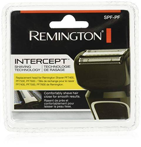 SPF-PF REMINGTON INTERCEPT SHAVING TECHNOLOGY DE RASAGE Replacement head for Remington Shaver PF7400, PF7500, PF7600 / Tte de rechange pour le rasoir PF7400, PF7500, PF7600 de Remington. Comfortably shave hair close for smooth results. Rasent de près et confortablement pour laisser la peau lisse.