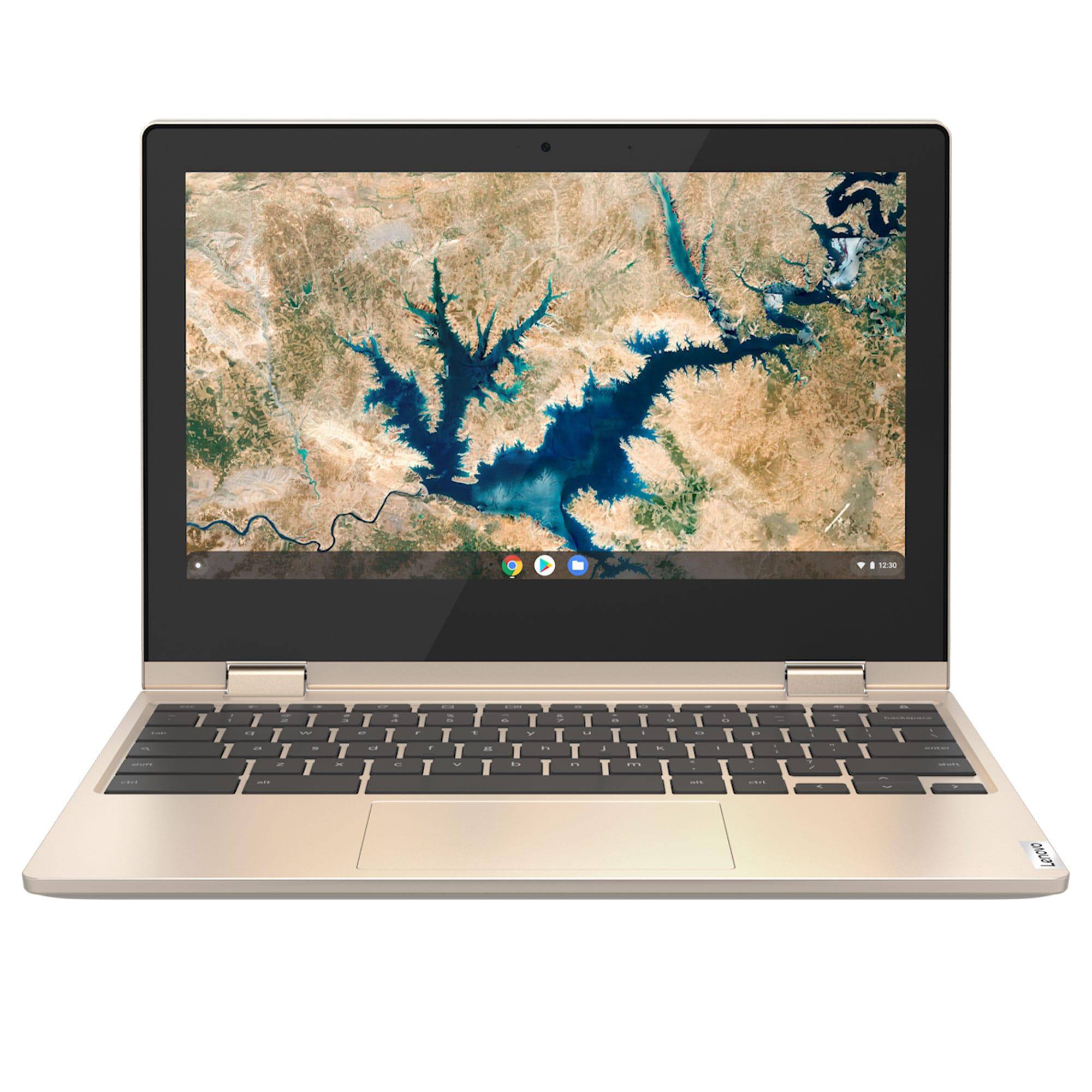 Front. Lenovo - IdeaPad Flex 3i 11.6" Refurbished Chromebook HD Intel Celeron N4020 with 4GB Ram and 64GB eMMC - Tan.