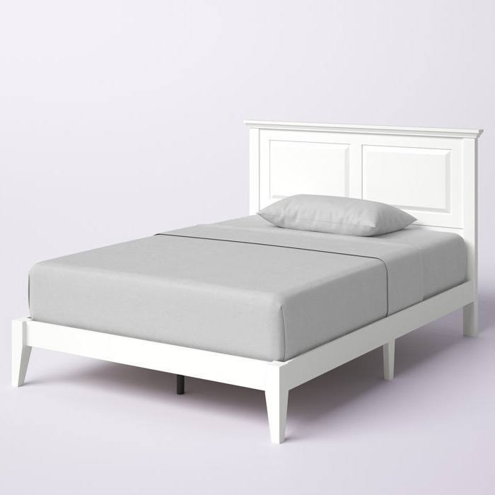 Front. Hivvago - Hivvago Full Traditional Solid Oak Wooden Platform Bed Frame with Headboard - White.