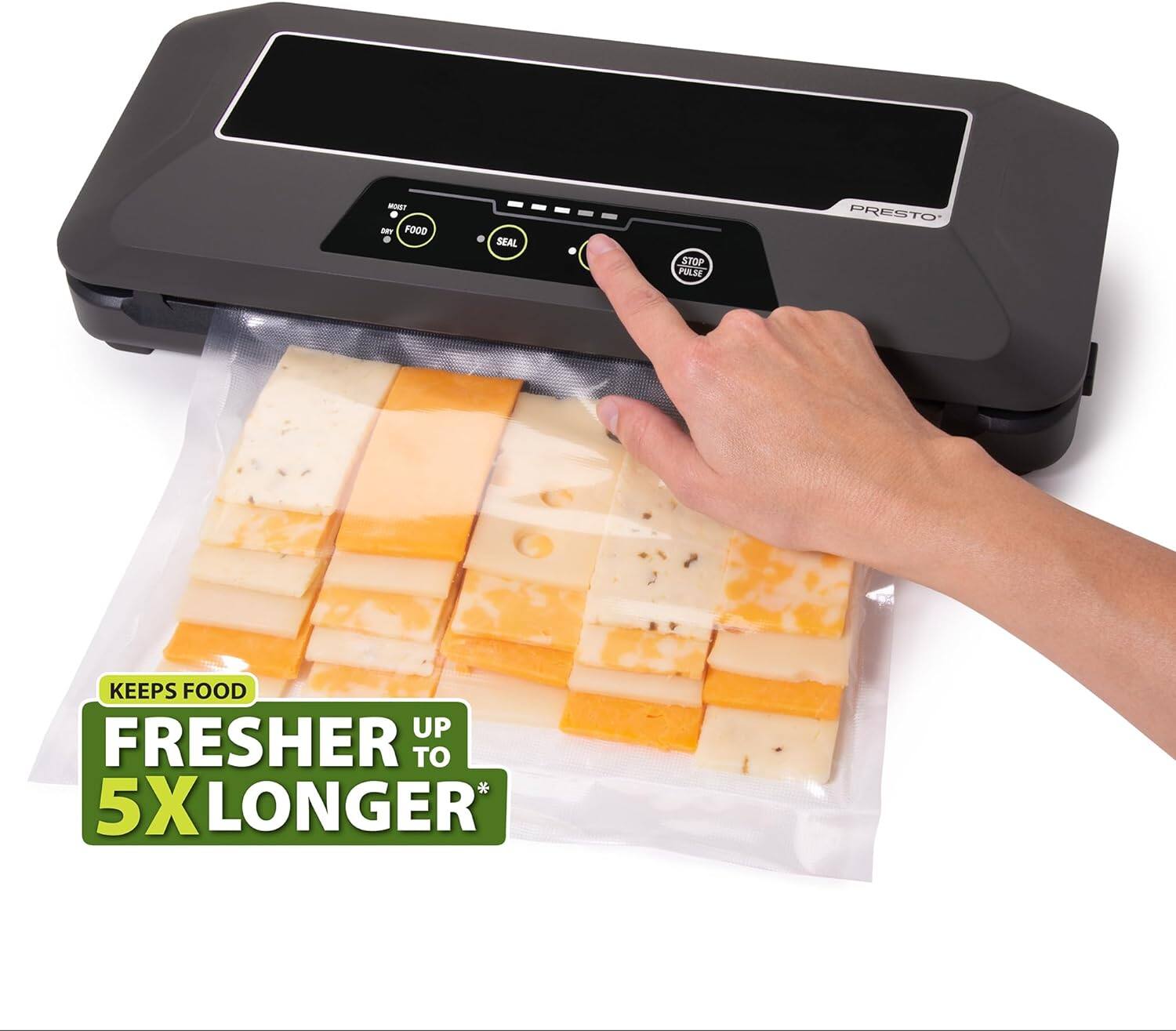 - FOOD SEAL STOP PLEASE PRESTO KEEPS FOOD UP TO 5X LONGER

- KEEPS FOOD FRESHER UP TO 5X LONGER*