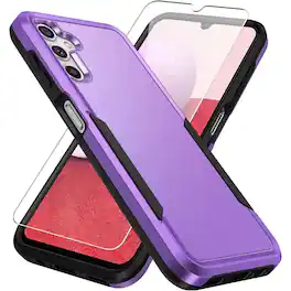 Bundle - Entronix - for Galaxy S24 Plus - Soft-Touch Dual-Layer Case & 1 Screen Protector - Purple