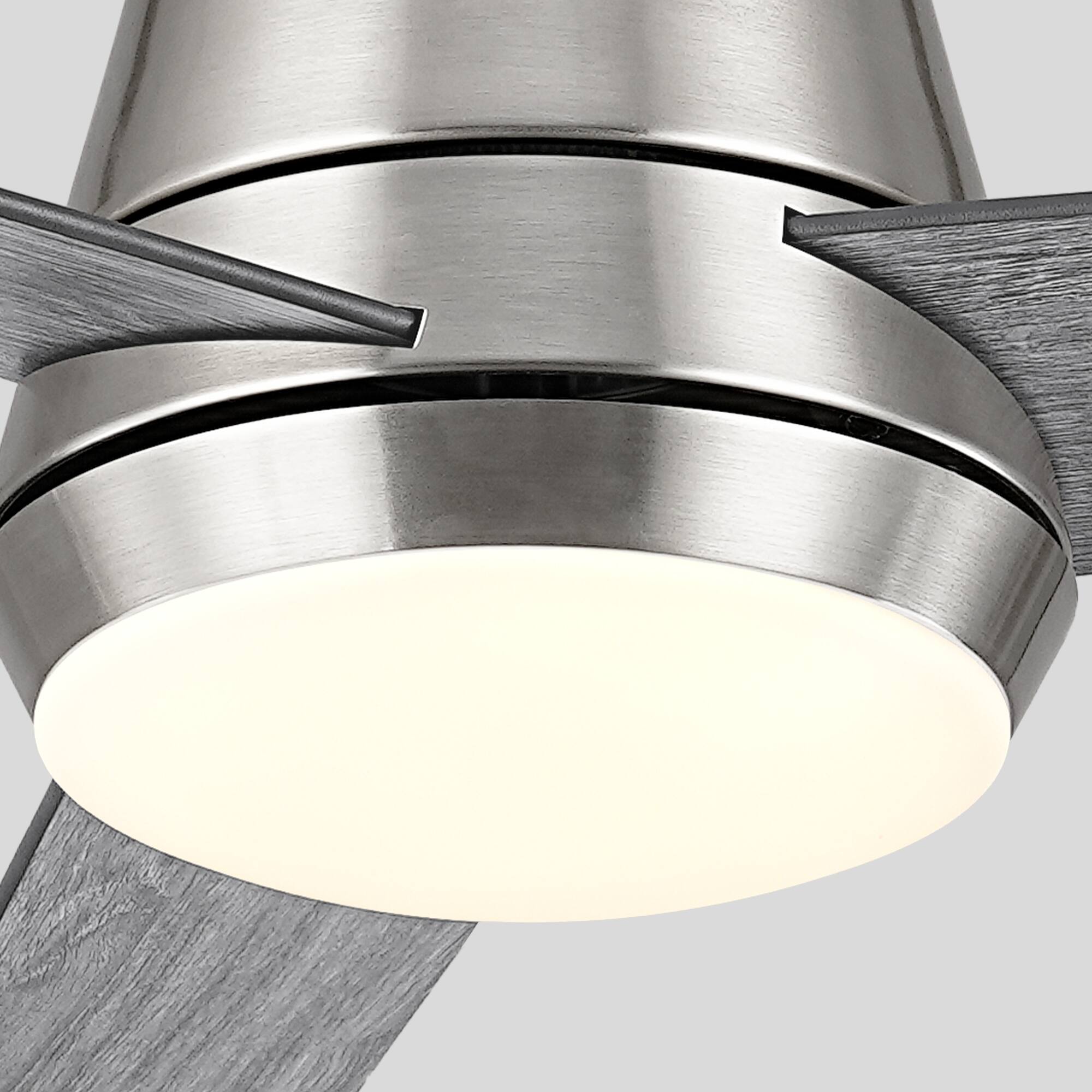 Alt View 10. Vaczon - 52" Modern Reversible Blades Smart Flush Mount Ceiling Fan with App Control and Dimmable LED Light - Satin Nickle.