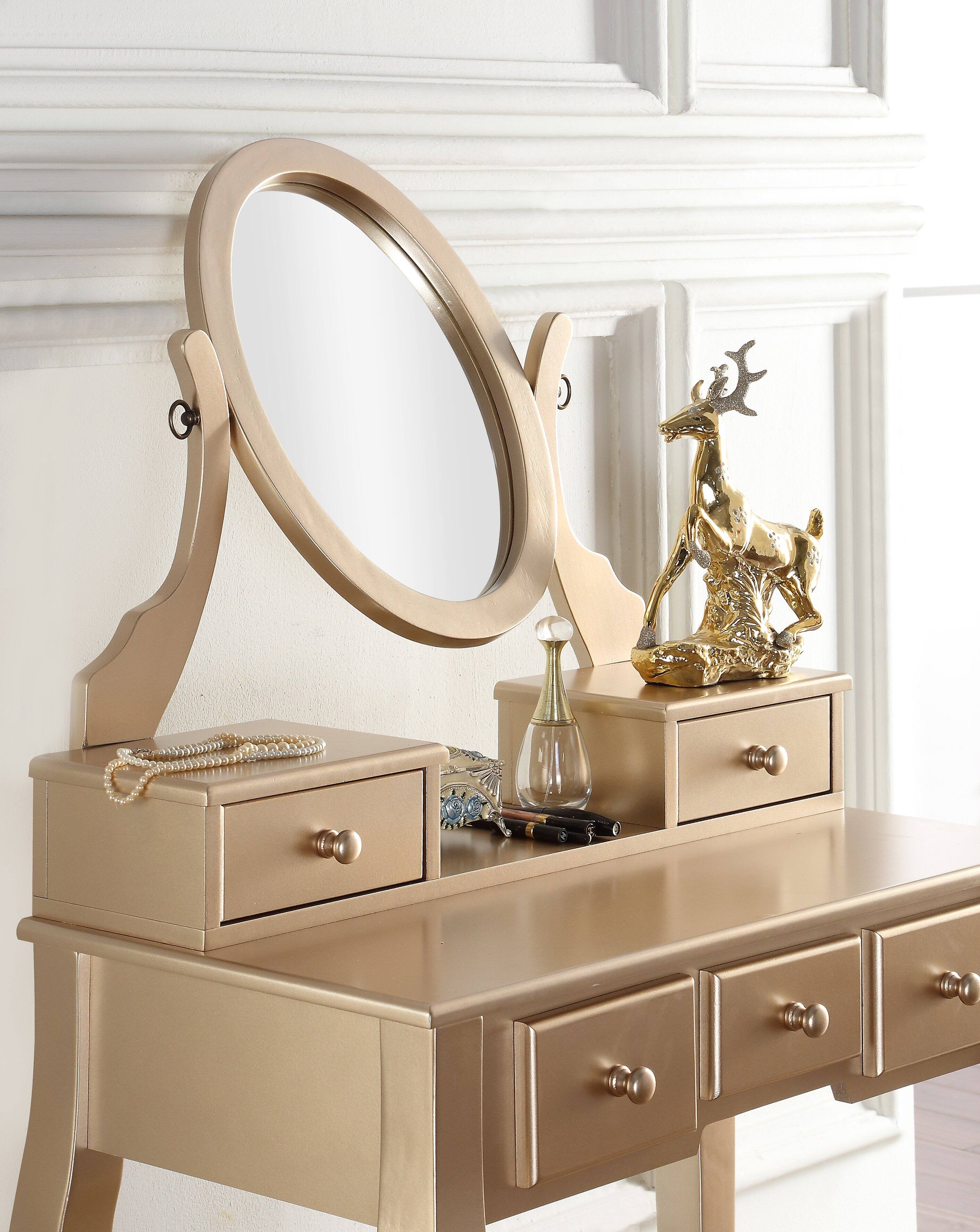 Back. APRILSOUL - Ashley Wood Make-Up Vanity Table and Stool Set Ashley Wood Makeup Vanity Table and Stool Set Gold - Gold.