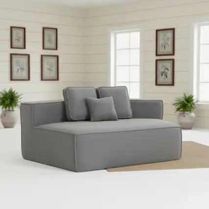 Front. GOODSILO - Soft Teddy Fleece Single Sofa Chair with Wide Seat and Back Cushions for Cozy Lounging in Small Spaces - Blue Gray.