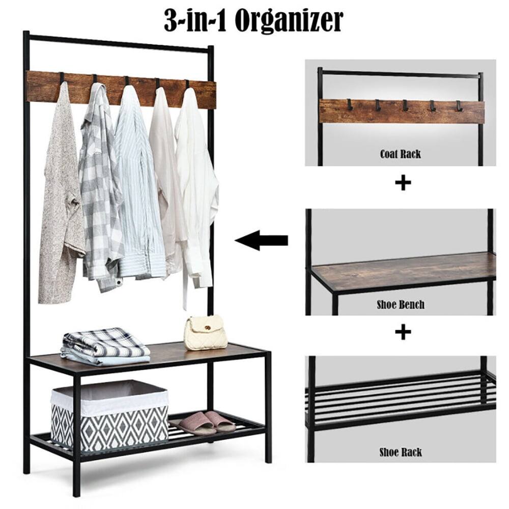 3-in-1 Organizer  
Coat Rack + Shoe Bench + Shoe Rack