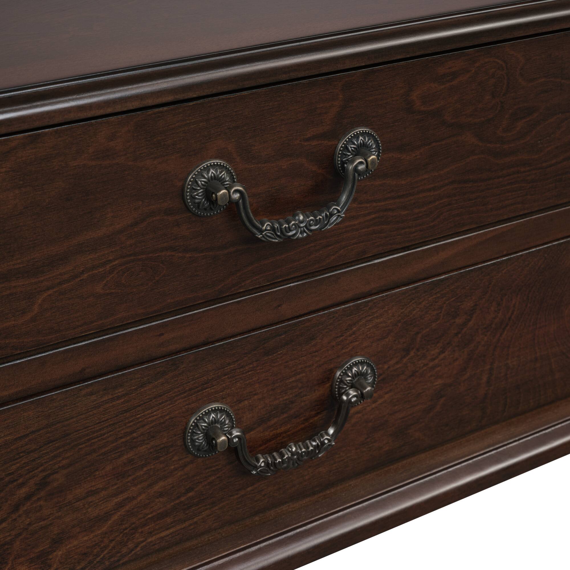 Alt View 10. GOODSILO - Retro Curved Wood Console Table with Drawers and Storage Shelf for Living Room and Hallway Entryway - Espresso.