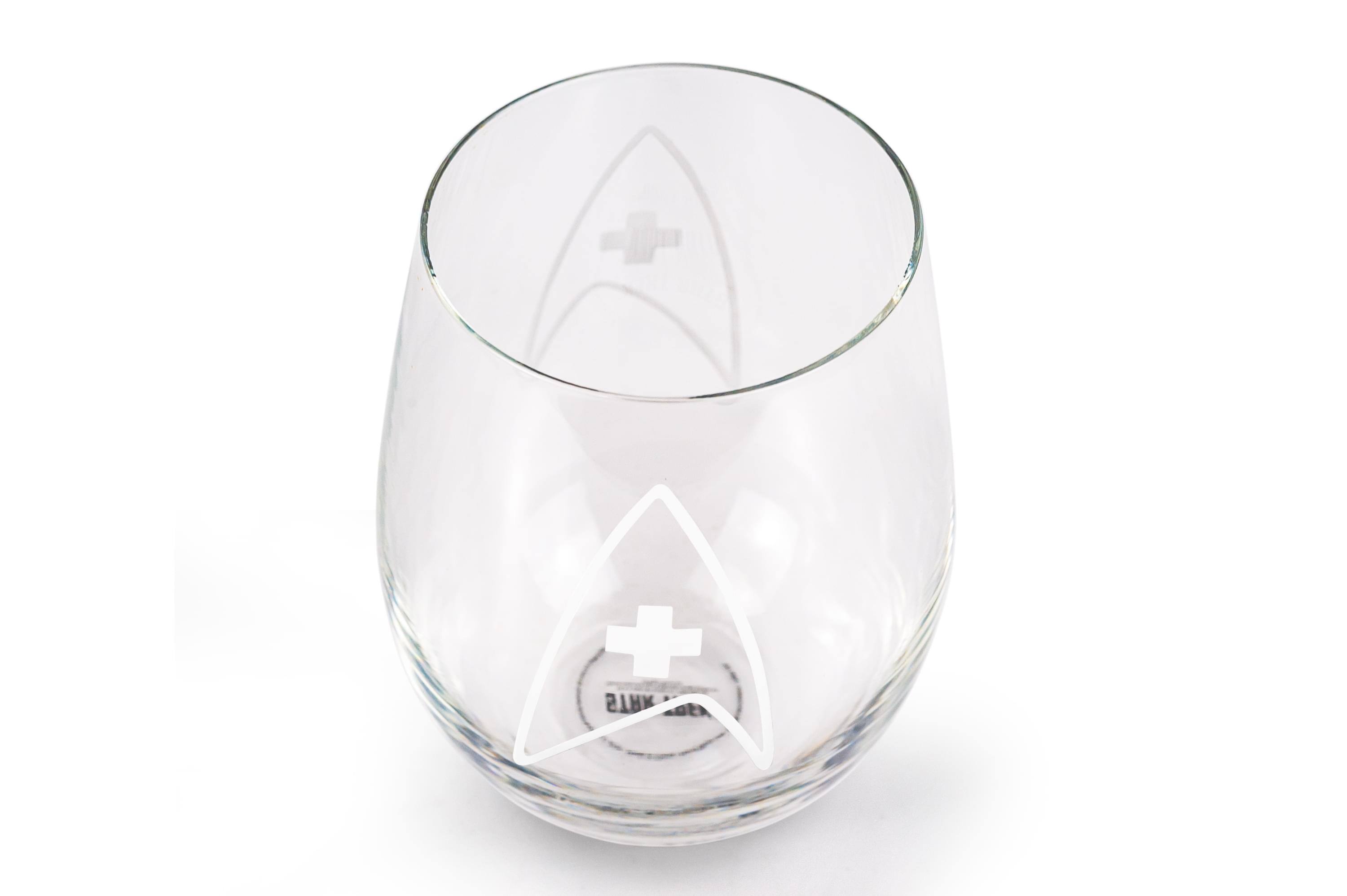 Alt View 10. Surreal Entertainment - Star Trek Stemless Wine Glass Decorative Etched Medical Emblem | Holds 20 Ounces - Clear.